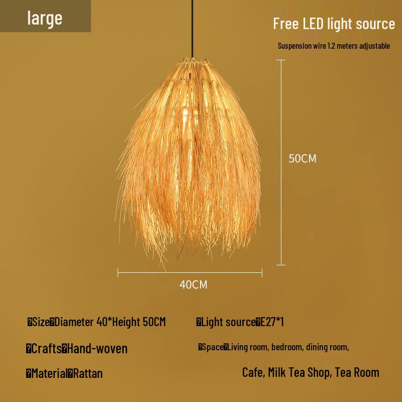 Bamboo Rattan Pendant Lamp: New Chinese & Japanese Style Zen Lighting for Tea Room & Dining, Antique Lantern Design.
