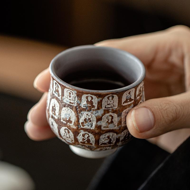 Alte Fels Schlamm Meister Tasse Keramik Teetasse Chinesische Kung Fu Teeware Kreative Teeschale Trinkgeschirr Dunhuang Kleine Probierbecher Haushalt