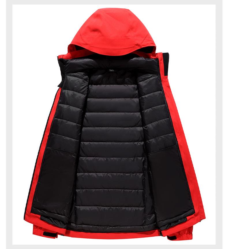 Men's and Women's Outdoor Gore-Tex Down Jacket: 3-in-1 Winter Windproof, Waterproof, Detachable for Mountaineering