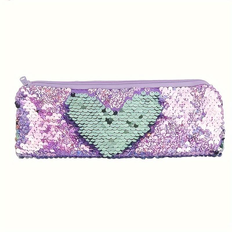 1pc Mermaid Sequin Make-up Bag Portable Travel Make-up Brush Storage Bag Large Capacity Sequin Zip Storage Bag Durable Handbag, Suitable for Travel