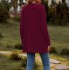 Women's Solid Color Buttoned Cardigan - Striped, Sanded, Long-Sleeve (2024 Autumn/Winter)