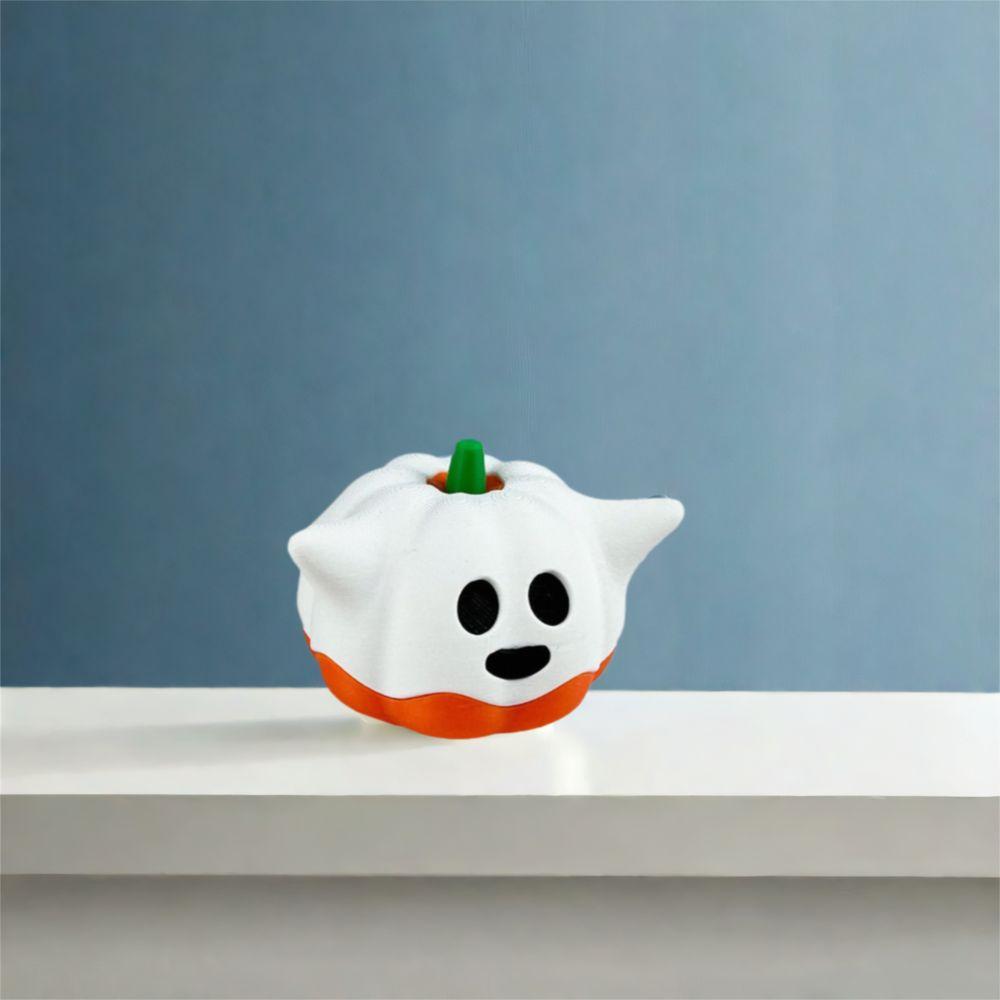 Funny 3D Printed Pumpkin Figurines Cartoon Cute Halloween Ghost Pumpkin Statue Decorative Miniature Sculpture Ornament
