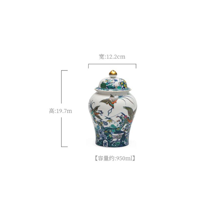 Creative Painted Phoenix Ceramic Tea Jar Large Capacity Storage Bottle Living Room Countertop Ornament Sealed Moisture-proof Jar