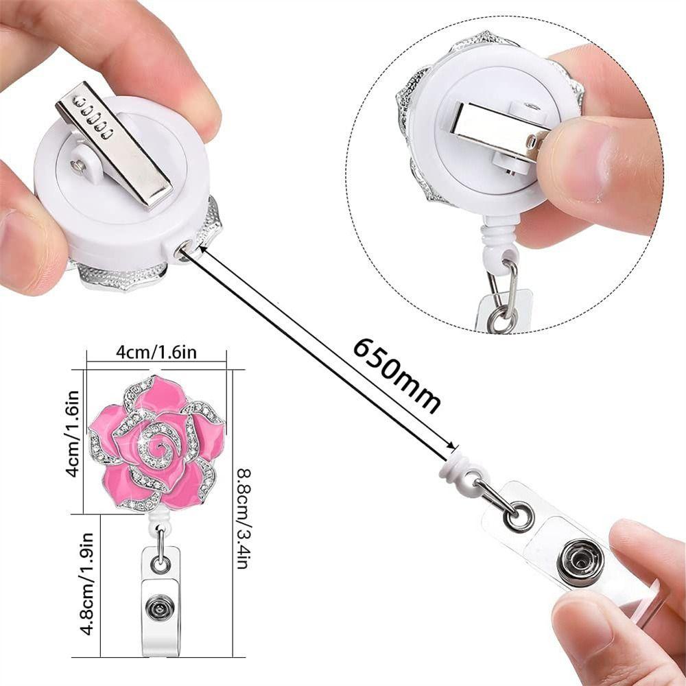 Flower ID Card Badge Clip  Badge Reel Certificate Clasp Badge Holder Retractable Badge Reel