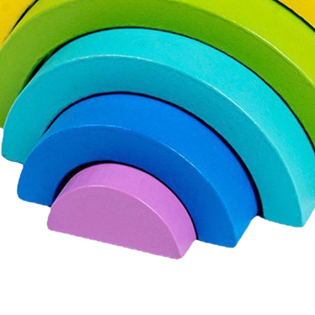 Wooden Stacker Blocks Puzzles Large Arch Shape Colorful Educational Stacking Toy for Toddlers Type
