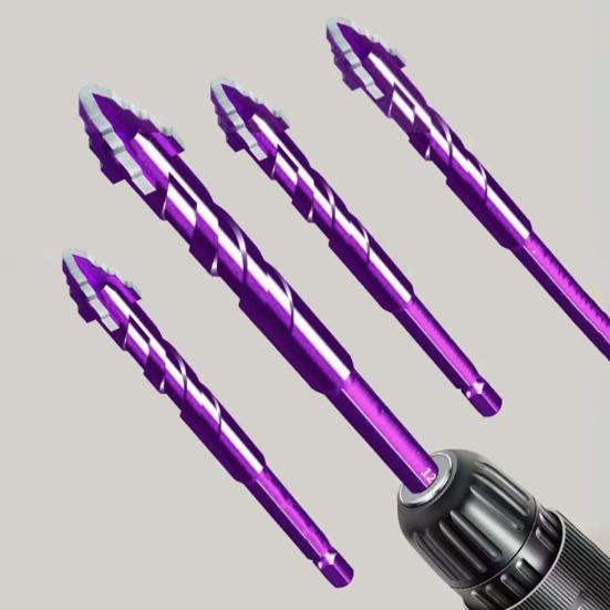1/4/6Pcs Four-Edged Sawtooth Drill Bits High Hardness Rust Resistant Multifunctional Four Blade Serrated Eccentric Drill Bits