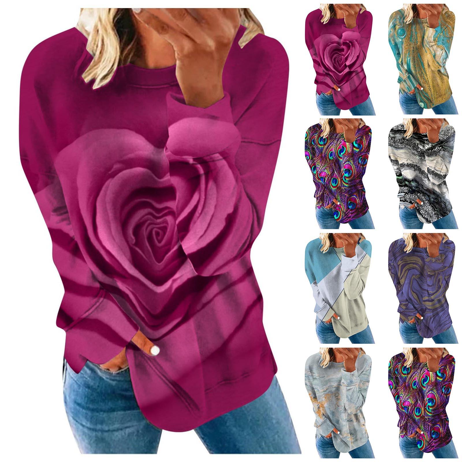 

Женская одежда, модная осенняя футболка с винтажным принтом, женские свободные топы с длинными рукавами для женщин, трендовые топы