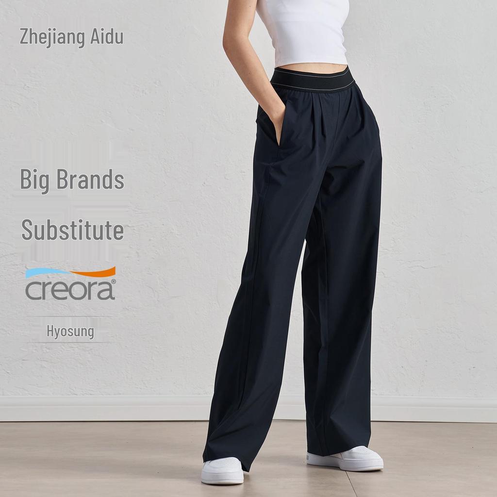 Women's High Waist Wide Leg Yoga Pants – Casual Woven Sports Trousers with Slimming Design