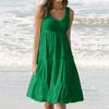 Womens Holiday Summer Solid Sleeveless Party Beach Dress
