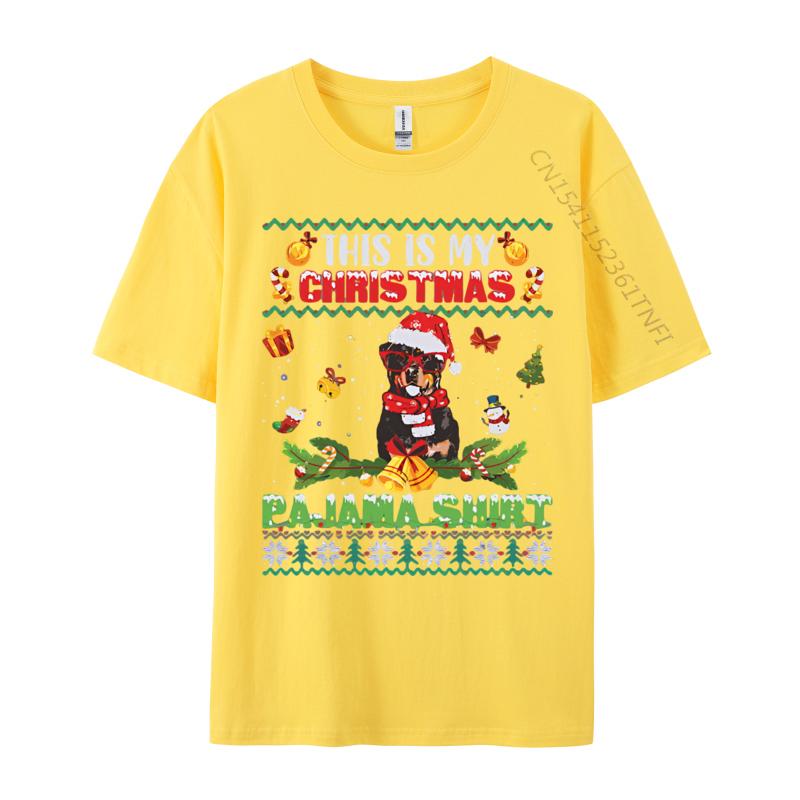 Funny Rottweiler Christmas Pajama T Shirts Hot Sale Hip Hop Cotton Mens T Shirt 3D Style Printed TShirt