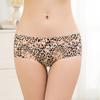 Women's leopard print panties, ice silk seamless one-piece medium and low waist thong large size