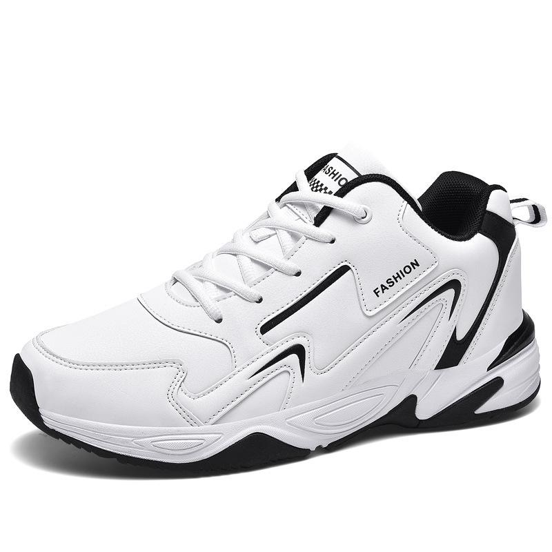 Large size sports shoes men's four seasons men's shoes velvet leather running shoes student non-slip warm dad shoes casual