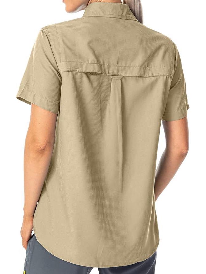 Dames 2026 Sneldrogend Kortmouwig Shirt - Effen Kleur, Borstzak met Klep, Ademend, Casual Outdoor Europees & Amerikaans Zomerstijl