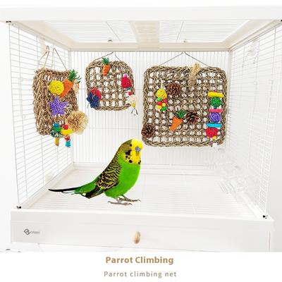Pet Parrot Supplies Bird Toys Water Grass Climbing Net Rabbit Bird Chewing Toys Straw Hammock Swing Pet Teether
