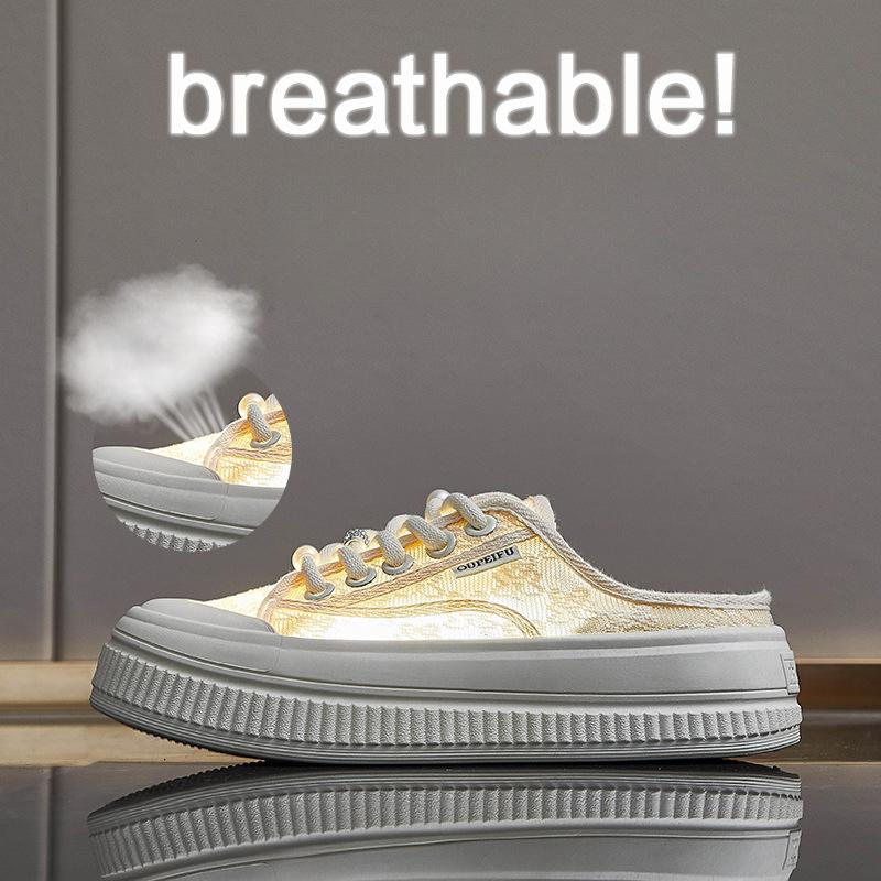 Half-supported White Shoes for Women In Summer New Style Student Casual Shoes and Shoes Internet Celebrity Street Photography