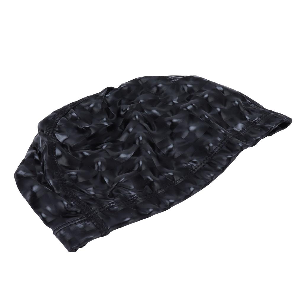 Swimming Cap Bright Color Waterproof Swimming Cap Hot Spring Swimming Cap for Men and WomenPearl Black