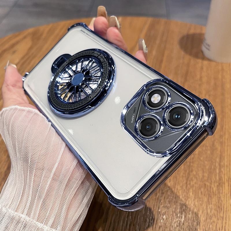 Funda For Honor 400 Lite Case Magnetic Gyroscope Holder Plating Airbag Camera Protect Silicone Transparent Bumper Back Cover