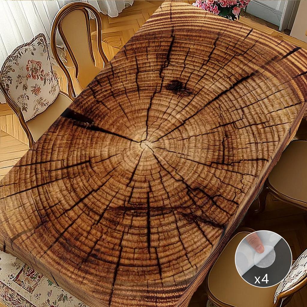 1 Piece Retro Wooden Board Theme Tablecloth, Wooden Pattern Design, Country Farmhouse Style, Suitable For Spring And Summer Holiday Parties, Camping P
