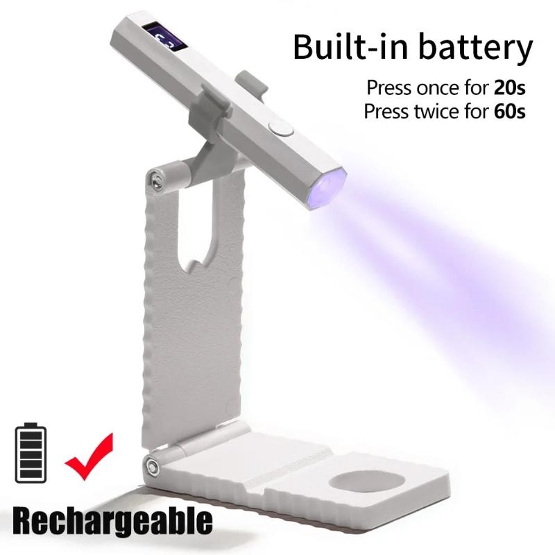 Cordless Nail Lamp with Stand Handheld UV Light with LCD Display for Gel Nails Rechargeable USB Nail Dryer for Fast Curing