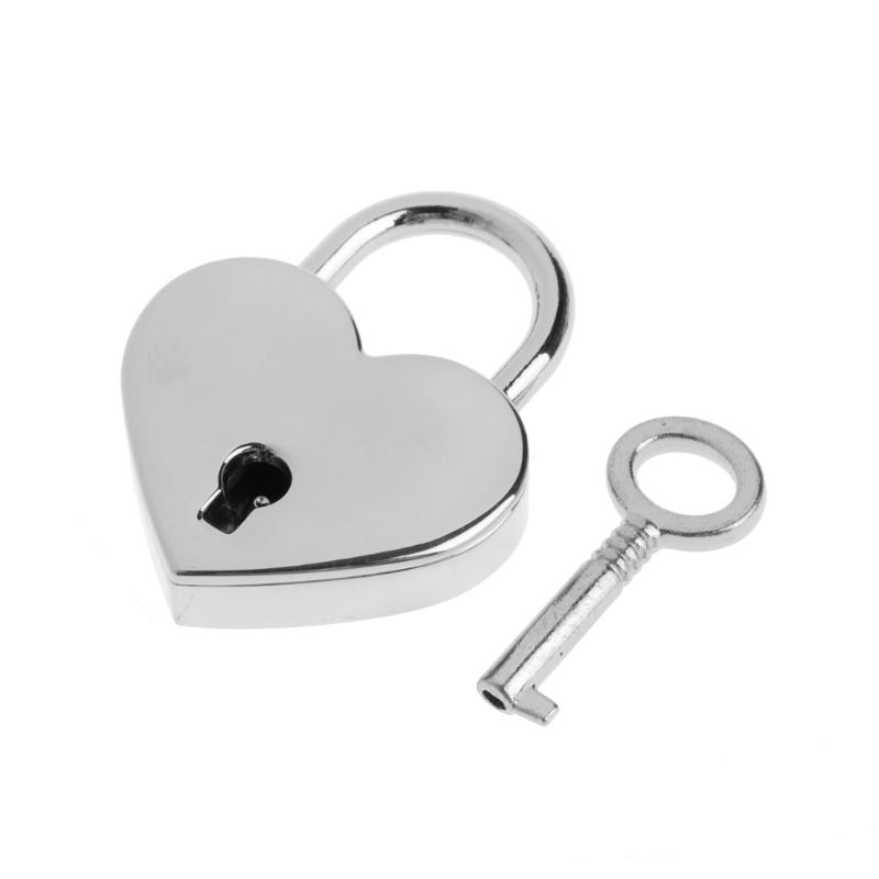 Metal for Wish Lock Mini Heart Archaize Padlocks With for Key Jewelry Box Decorative Padlock for Lovers, Girls, Students