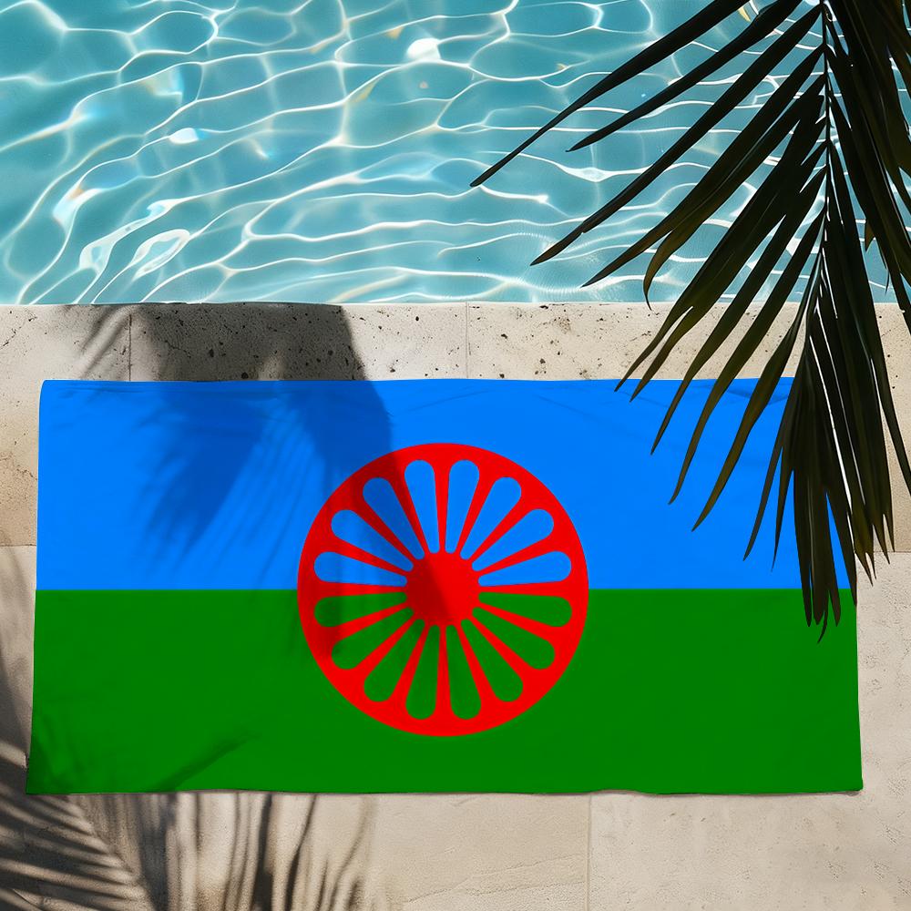 Asciugamano Bandiera Popolo Rom Gitano Asciugatura Rapida Assorbente Asciugamano da Spiaggia per Sport, Fitness, Nuoto e Attività all'Aperto