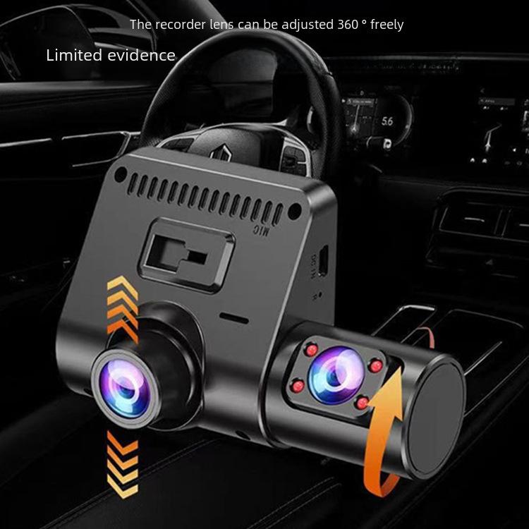 1080P HD Car Dash Cam with 360° Adjustable Triple Lens and Reversing Image