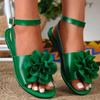 Women's Casual Flat Shoes,Flower Decoration Buckle Strap,Bow Ankle,One Strap,Fashion Sandals,Suitable for Summer Outdoor