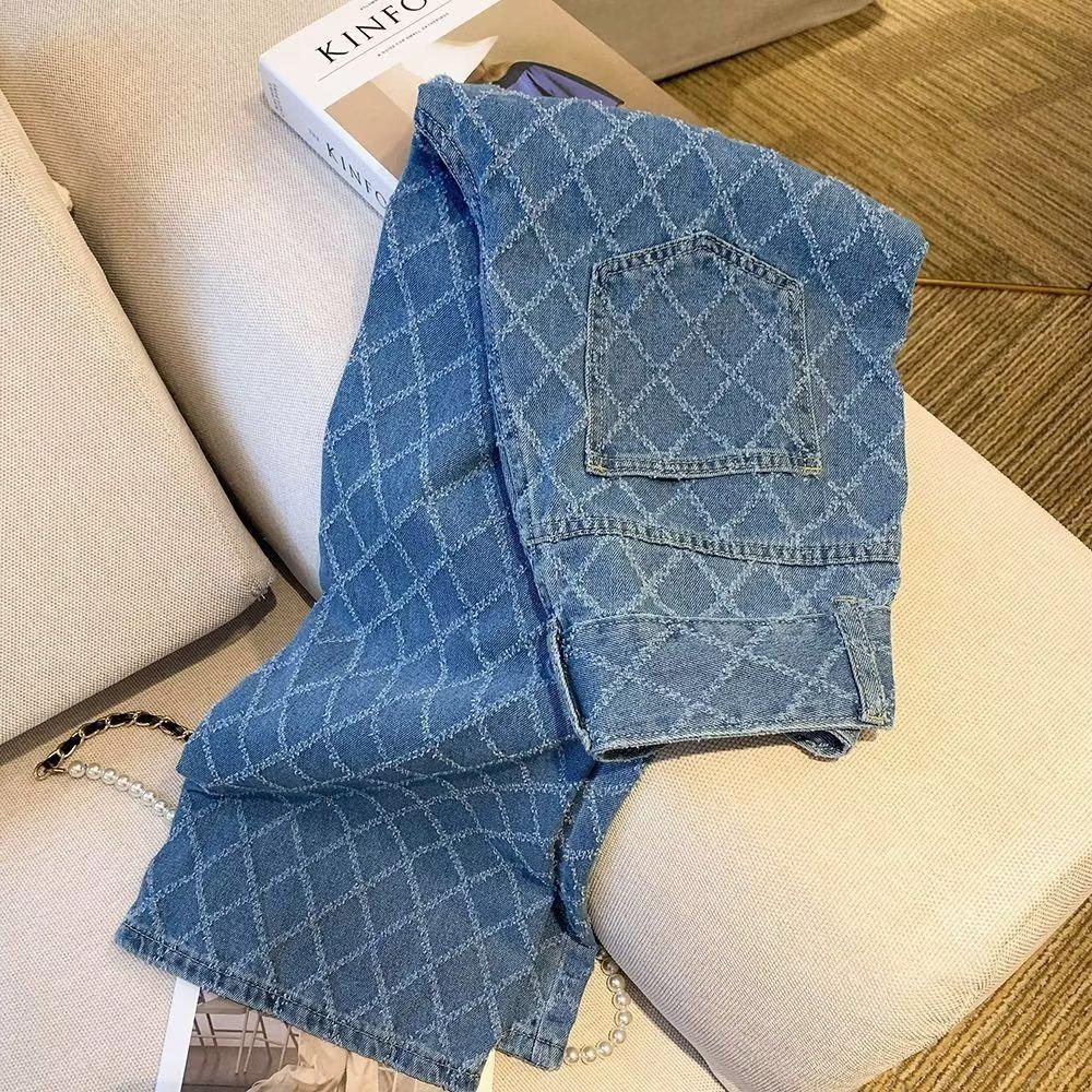 Jeans de Cintura Alta Rectos para Mujer, Primavera 2024, Corte Holgado, Azul