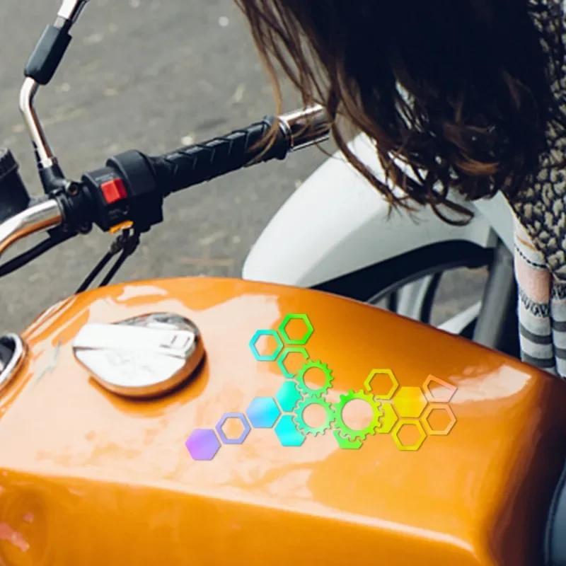 Reflective Honeycomb Hexagonal Car Sticker Motorcycle Electric Vehicle Modification Waterproof Honeycomb Gear Reflective Decal