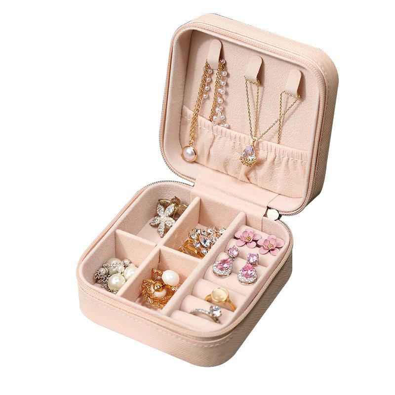 Compact Travel Jewelry Box for Necklaces & Earrings, Mini PU Storage Container