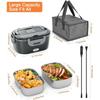 Electric Lunch Box for Men, Women & Adults - 80W Fast Heating - Heated Lunch Box with Dual 1.5L SS Containers - Portable Food Warmer for Car, Truck,