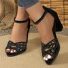2024 New Style Fashionable Women's Sandals Versatile Solid Color Thick Heel Women's Sandals Open Toe Fish Mouth Shoes Zapatos