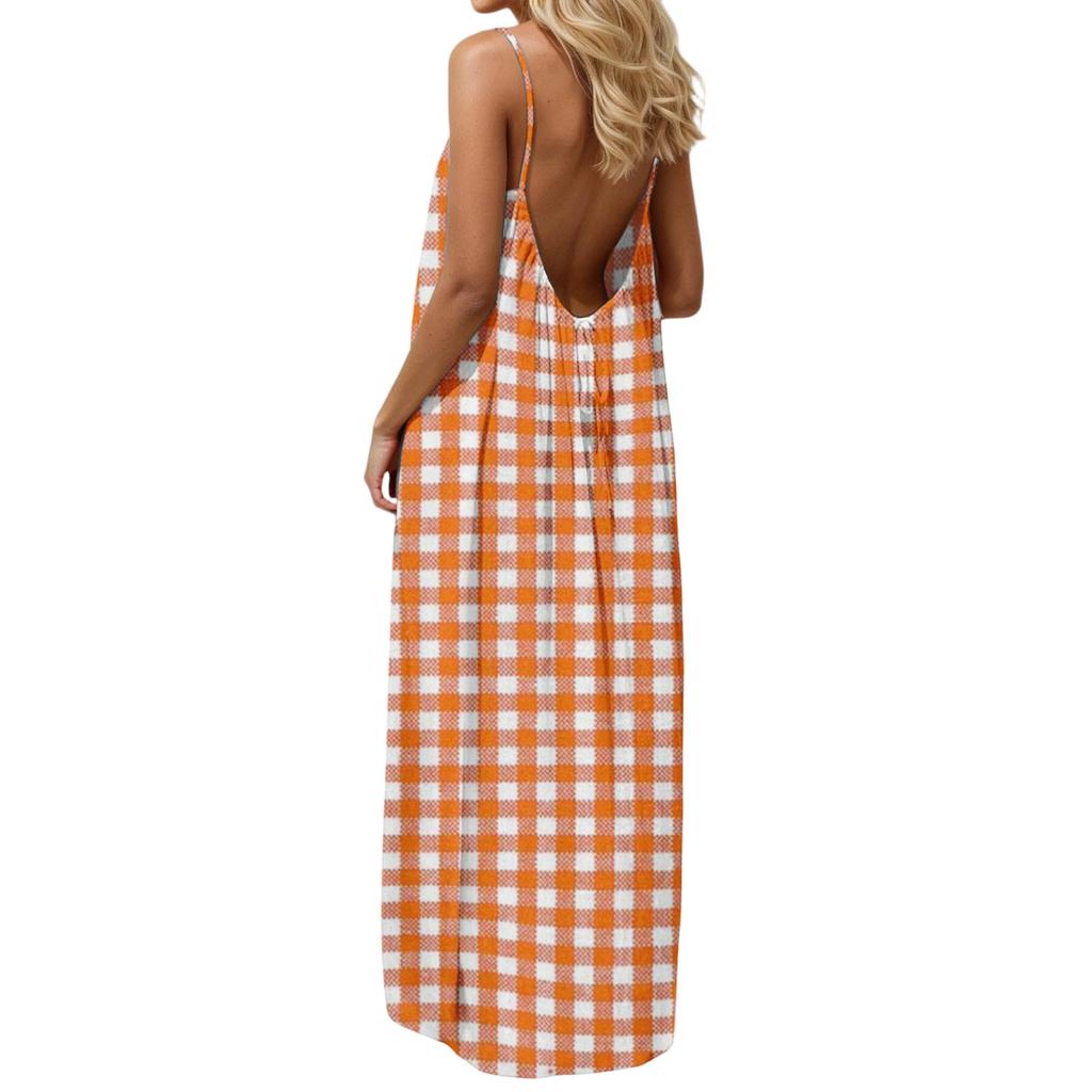Women's casual fashionable striped checkered printed dress