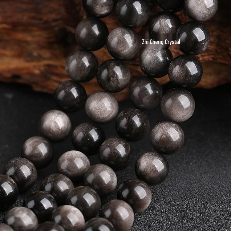 

Браслет из бусин золотистого серебристого обсидиана - Круглый натуральный камень класса 6A для DIY ювелирных изделий 6mm