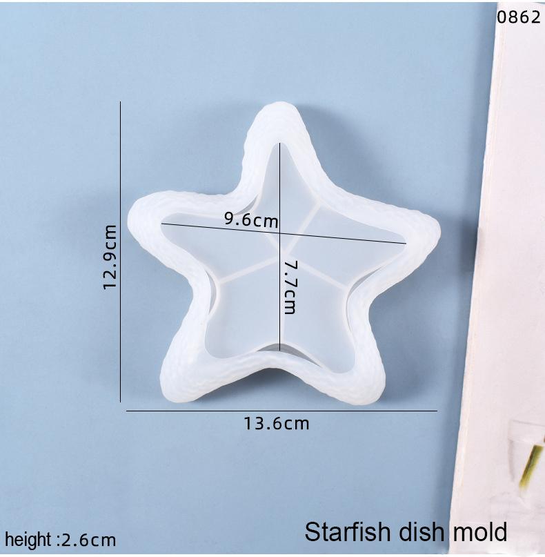 3D Starfish Tray Silicone Mold DIY Pentagram Jewelry Storage Pallet Molds Plaster Concrete Resin Plate Casting Mould Home Decor