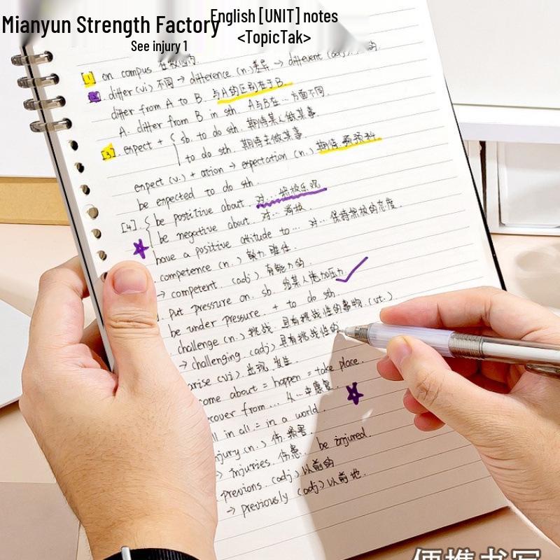 Ergonomic, High-value Loose-leaf Notebook with Detachable Binder; Suitable for High School and Junior High Students.