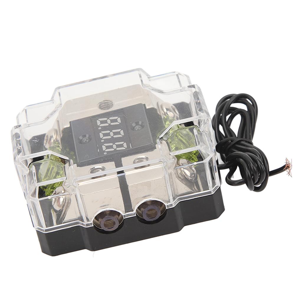Car Audio Fuse Holder 4GA IN 4GA OUT 100A Digital Display Stereo Distribution Block Box for Automobile Boat Yacht RV
