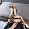 Summer new large size slope heel cool slippers women's fashion outer wear leopard print beach slippers