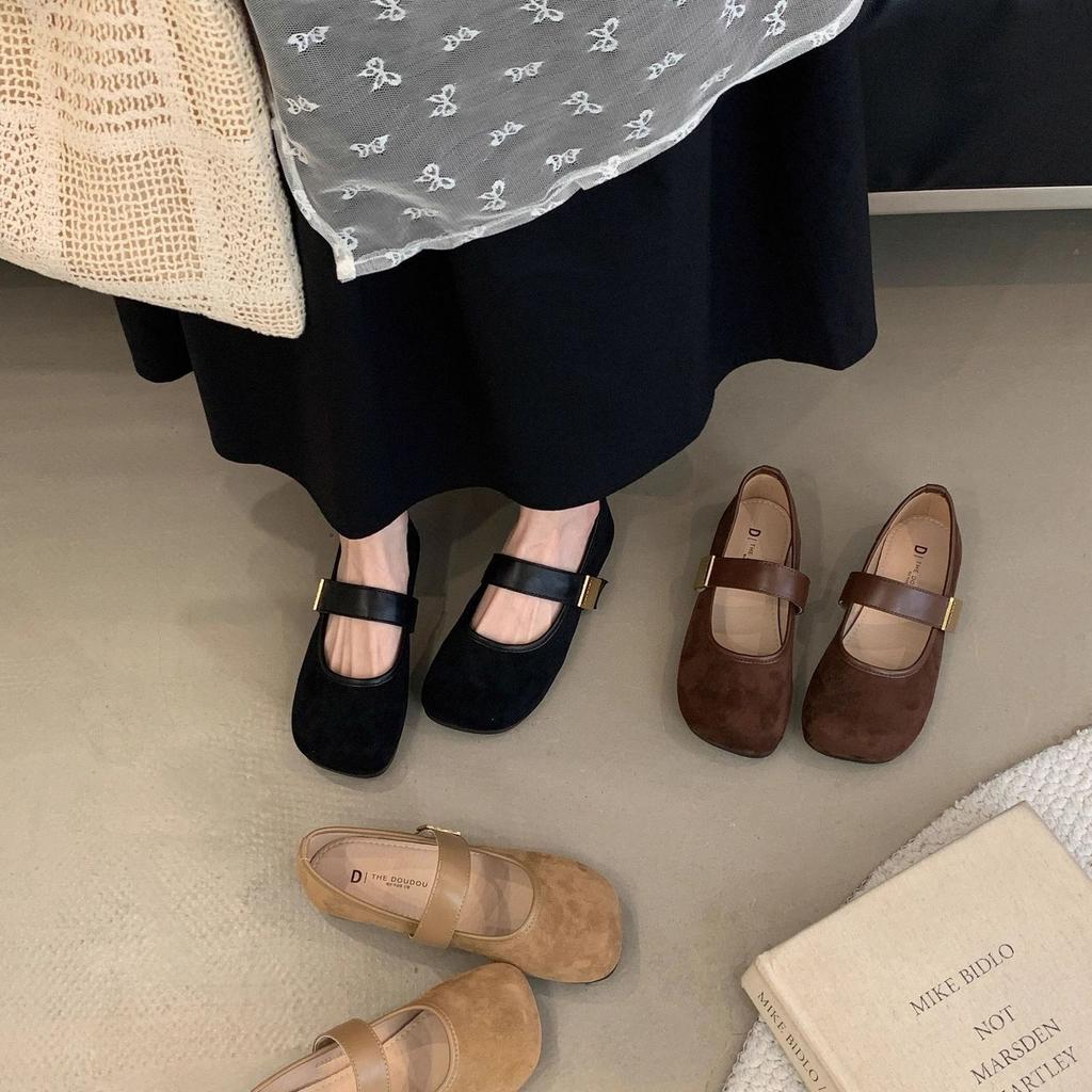 Retro Mary Jane low-heeled shoes soft-soled flat-soled single shoes fashionable heightening non-slip women's shoes spring new models
