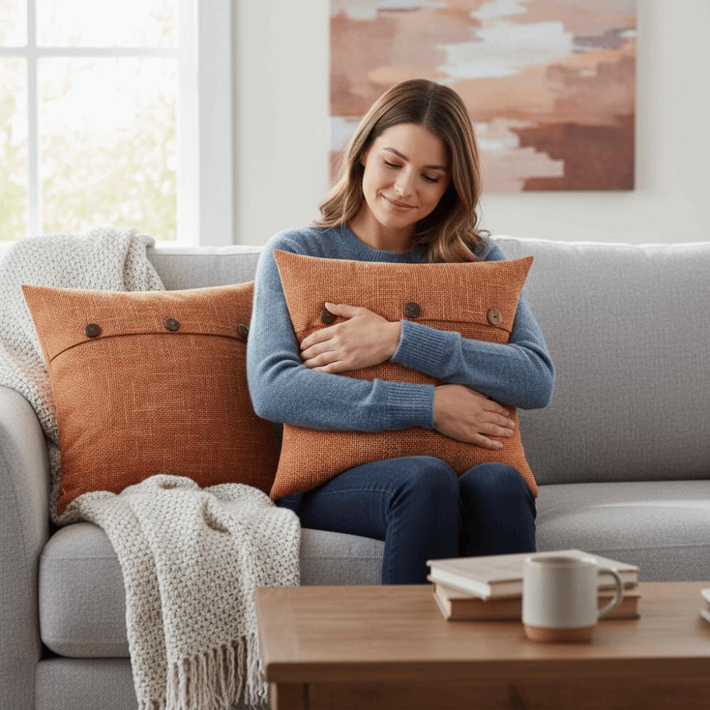 2PCS Imitation Linen Pillow Cover Japanese Style Breathable Cushion Cover Polyester 45×45cm Throw Pillowcover Home Decor