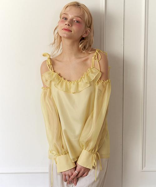 Dear Ryu Shoulder Strap Blouse #Lemon