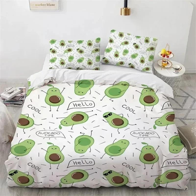 Luxuriös Neu 3D-Druck Avocado Gesichter Bequemer Bettbezug Steppdecke Kissenbezug Bettwäscheset Kinder Schlafzimmer Dekoration Heimtextil