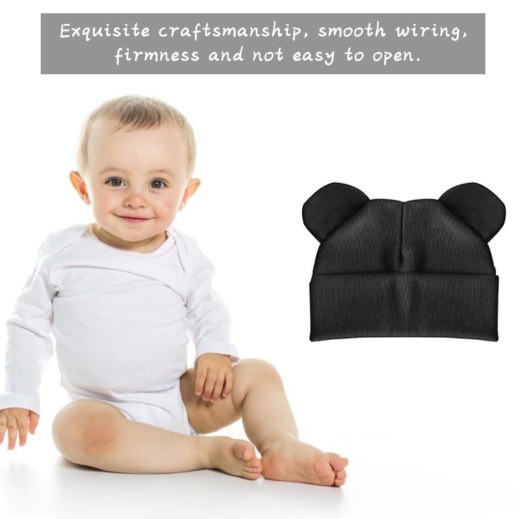 Baby Cap Cotton Unisex Baby Hat Elastic Black Ear Newborn Cap Head Scarf for Spring Autumn