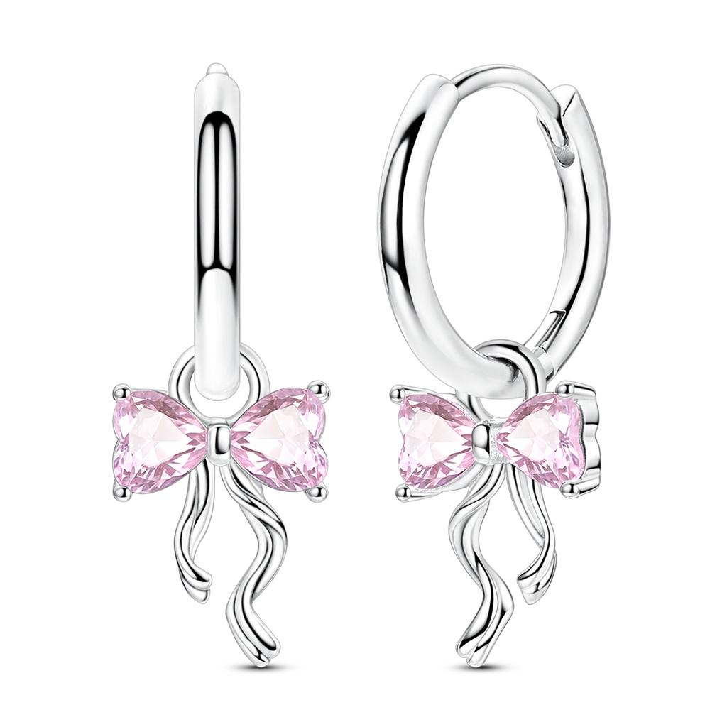 Woman Earring 925 Silver Original Eardrop Hoop Earring Sunflower Bee Bow Fashion Jewelry