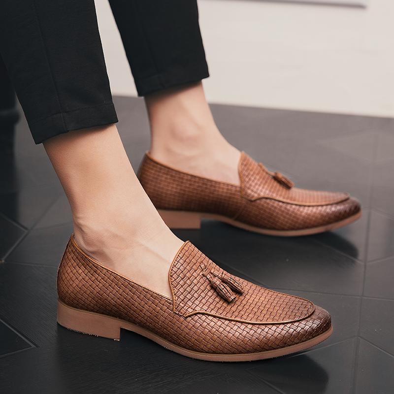 British Casual Business Shoes Men Flat Tassels Social Formal Loafers Men Dress Office Party Leather Shoes Man