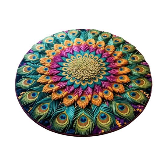 Tapete Floral Visual 3D Tapete Redondo Floral Tapete de Sala de Estar Pavão Tapete de Área Antiderrapante para Quarto Banheiro Porta Cozinha Decoração