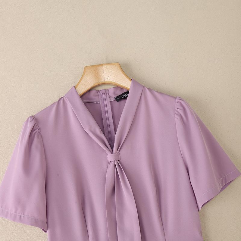 ZANZEA Women Elegant Casual V-Neck Summer Short Sleeve Dress