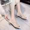 2025 Summer, the Same Style with Transparent Versatile Fairy Sandals Female Thick Heel Crystal and Sexy Cool Slippers Tide