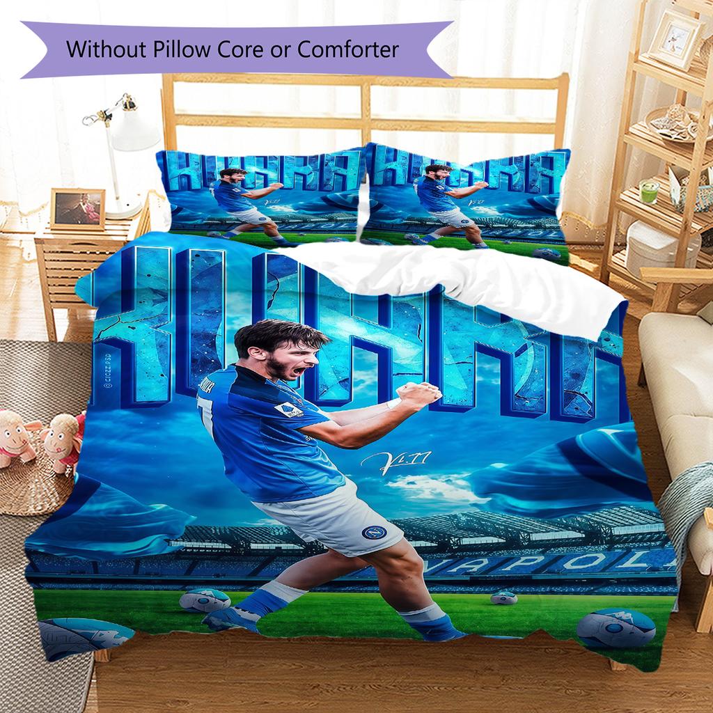 SSC Napoli Pattern Bedding Quilt Set Quilt Cover Pillowcase Home Decoration Birthday Gift (1 * Duvet Cover + 2 * Pillowcase, Without Core)