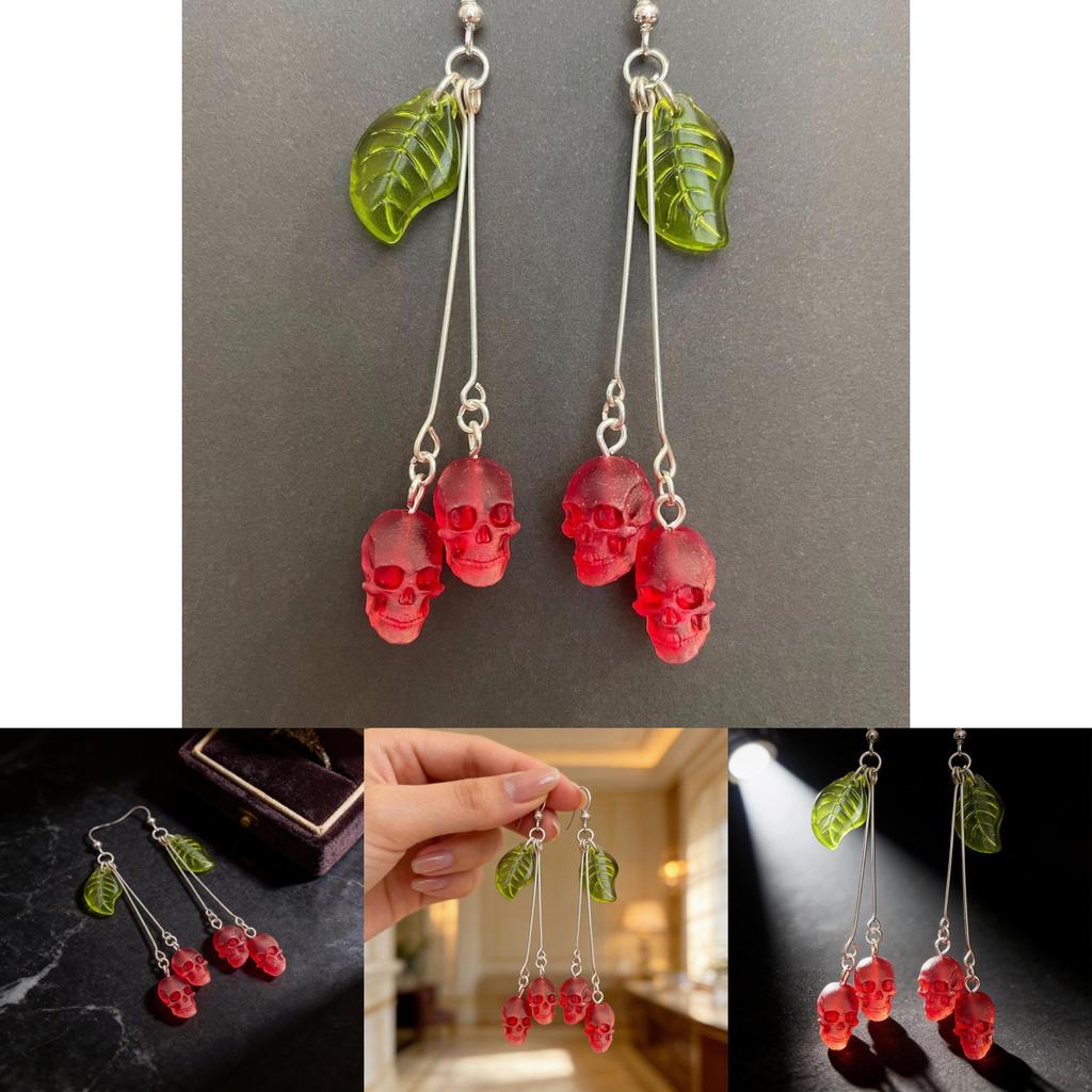 Gothic Style Copper Earrings With Cherry Motif For Trendy Women